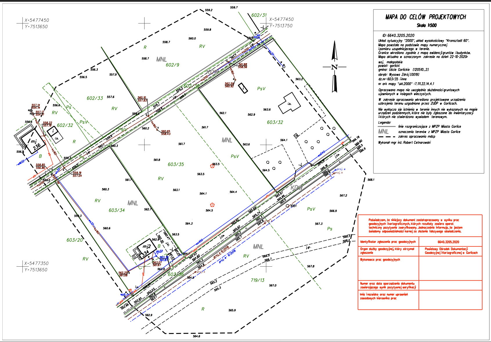 Mapa projektowa działki w Wysowej-Zdroju